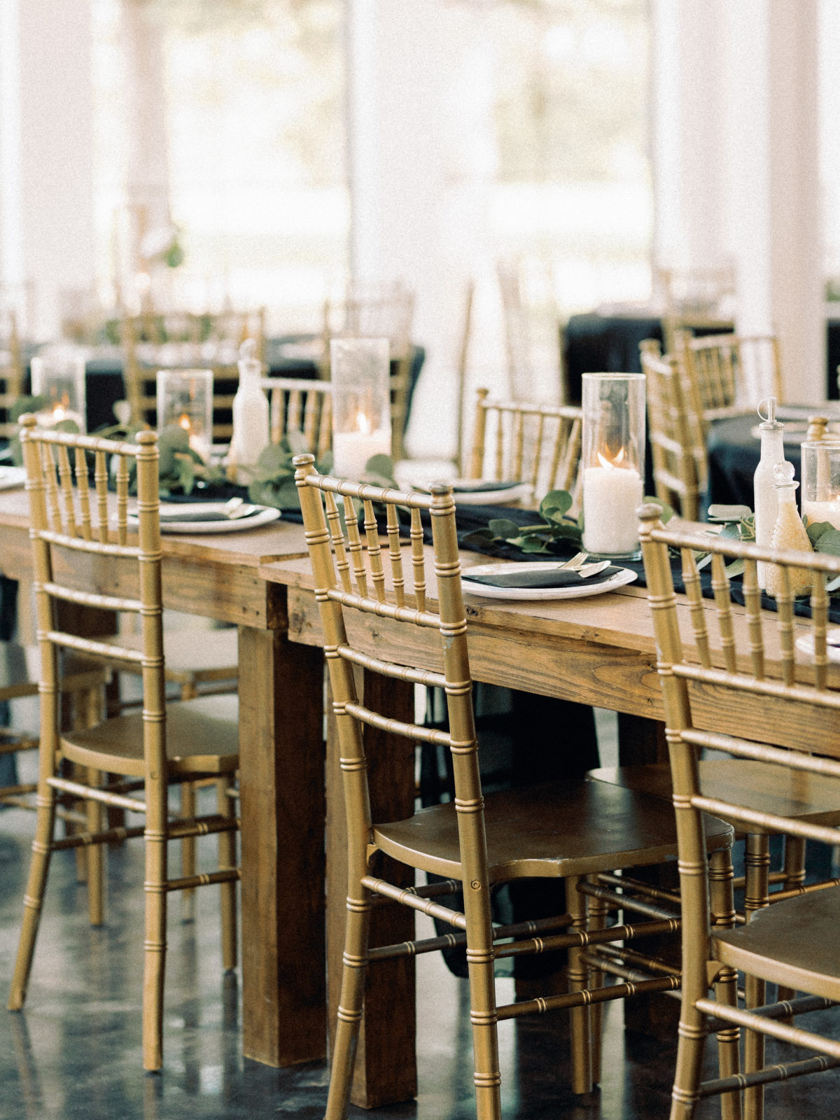 timeless black and gold rustic tables
