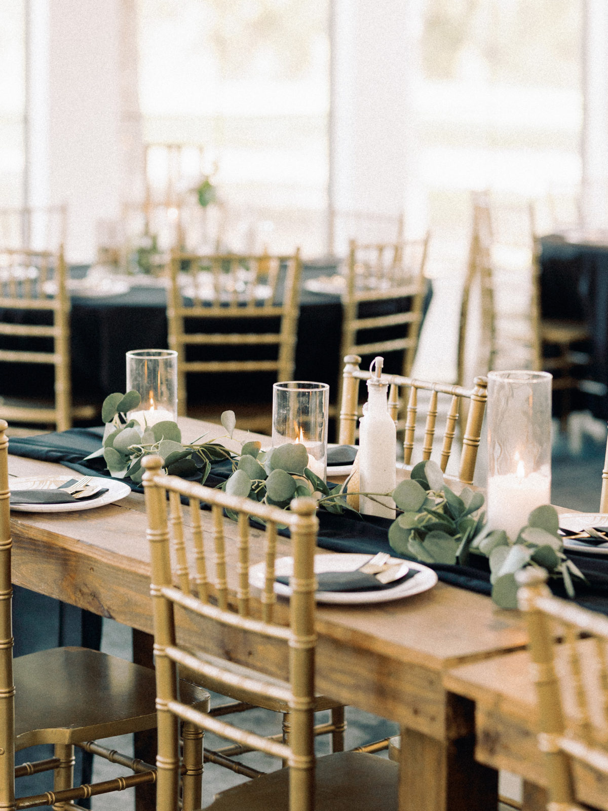timeless black and gold rustic tables